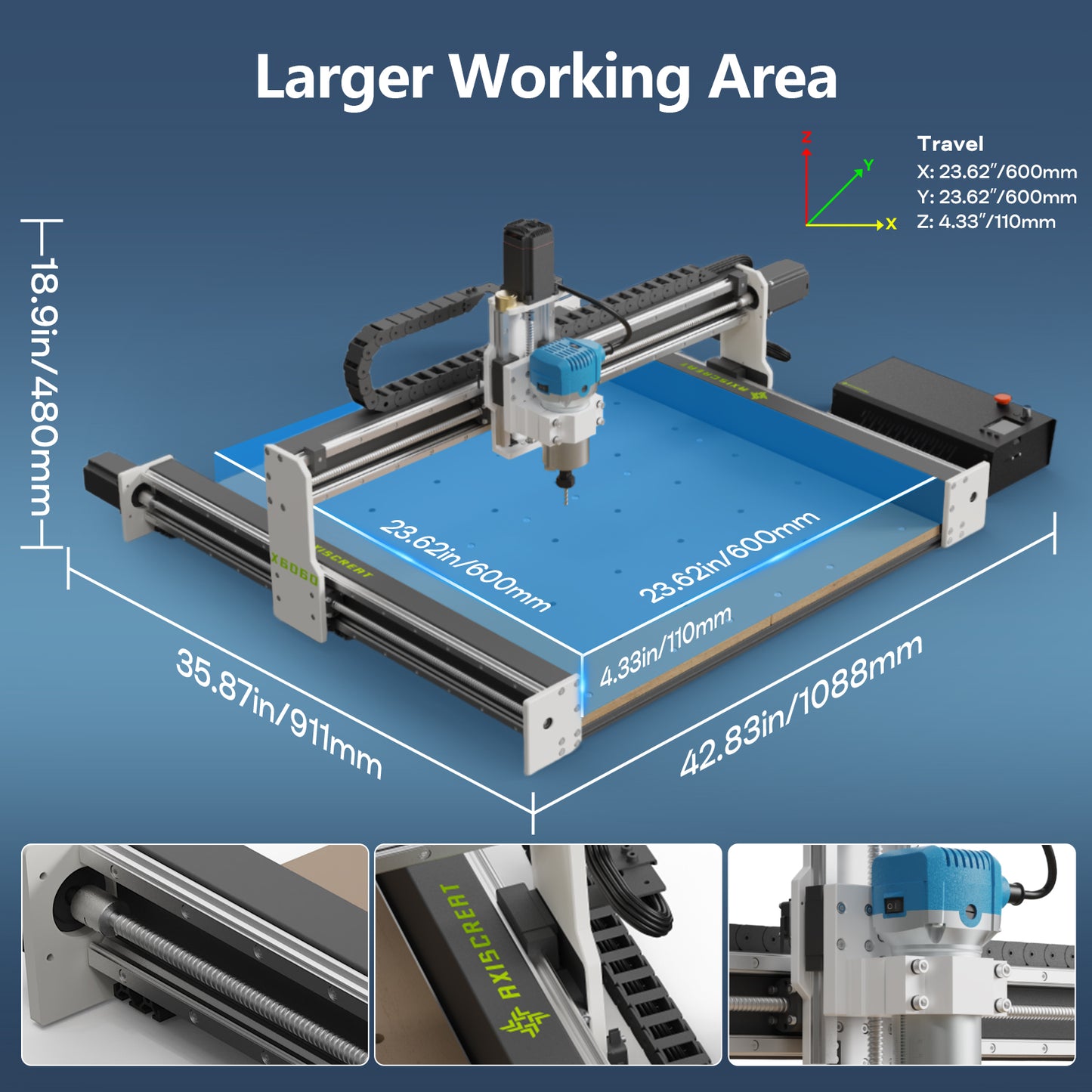 Axiscreat X6060 CNC Router Machine for Wood Acrylic Aluminum Engraving